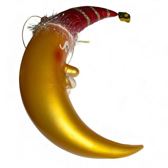 Cody Foster & Co. Gilded Crescent Moon Man Christmas ornament mercury glass - Picture 3 of 5